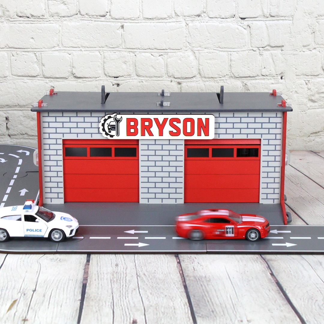 Toy Garage With Sectional Roll-up Doors and Garage Door Opener