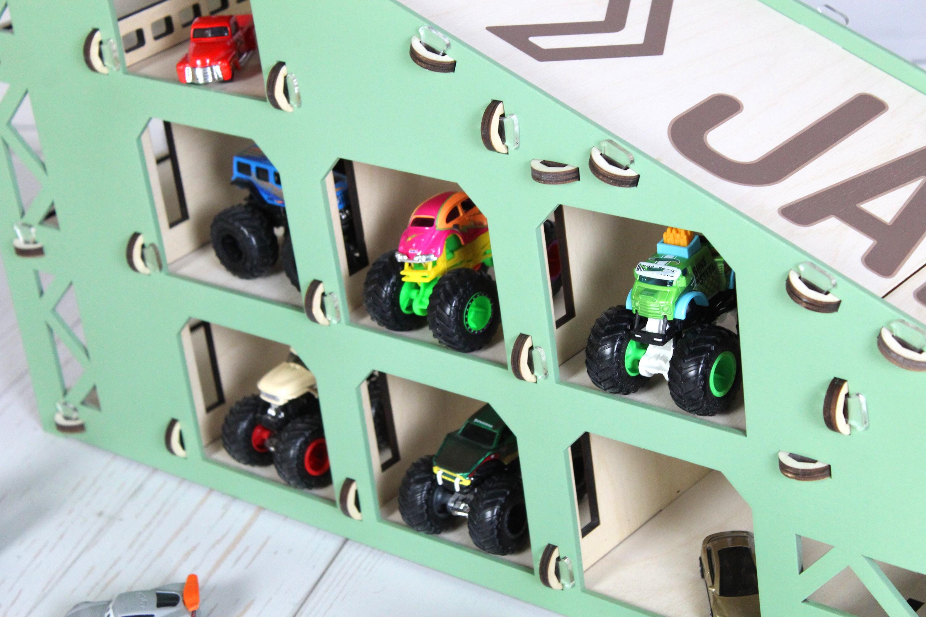 Personalized Toy Car Ramp, 3.7 Ft Wooden Race Track With Name, Storage ...