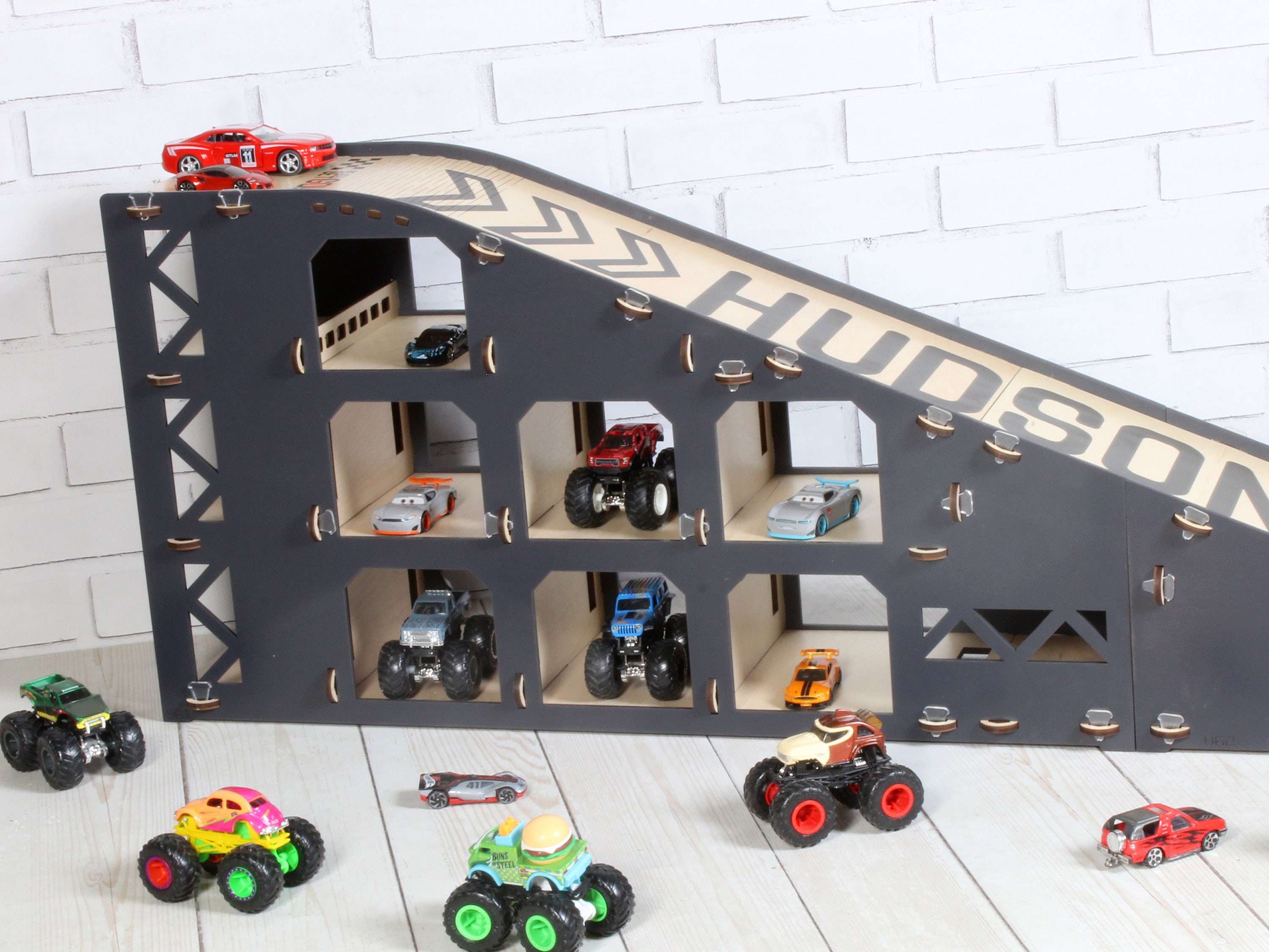 Personalized Wooden Toy Car Ramp: 3-foot Race Track & Garage - Etsy