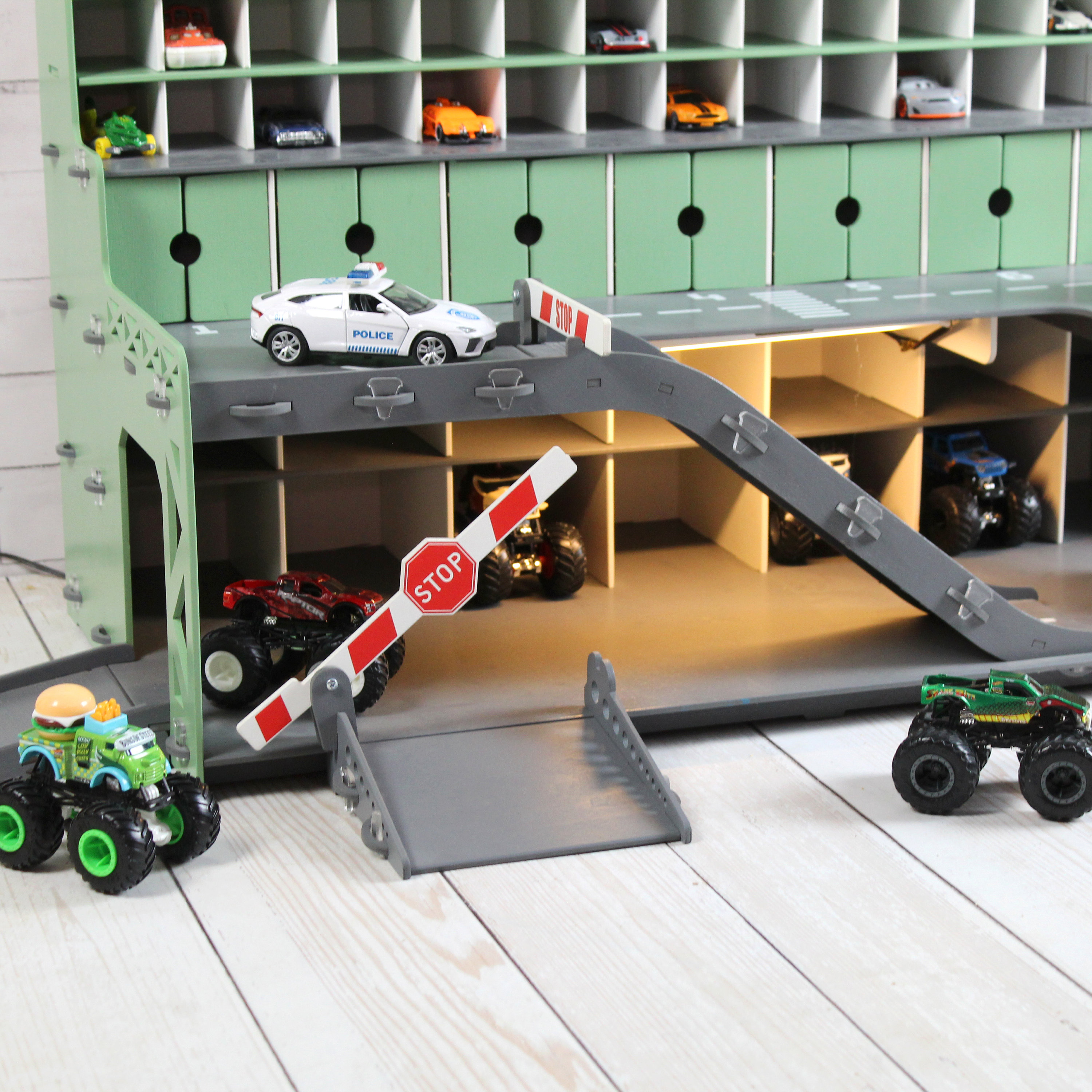 Toy Garage for 1/64 and 1/32 Scale Toy Cars, Personalized Boy Gift