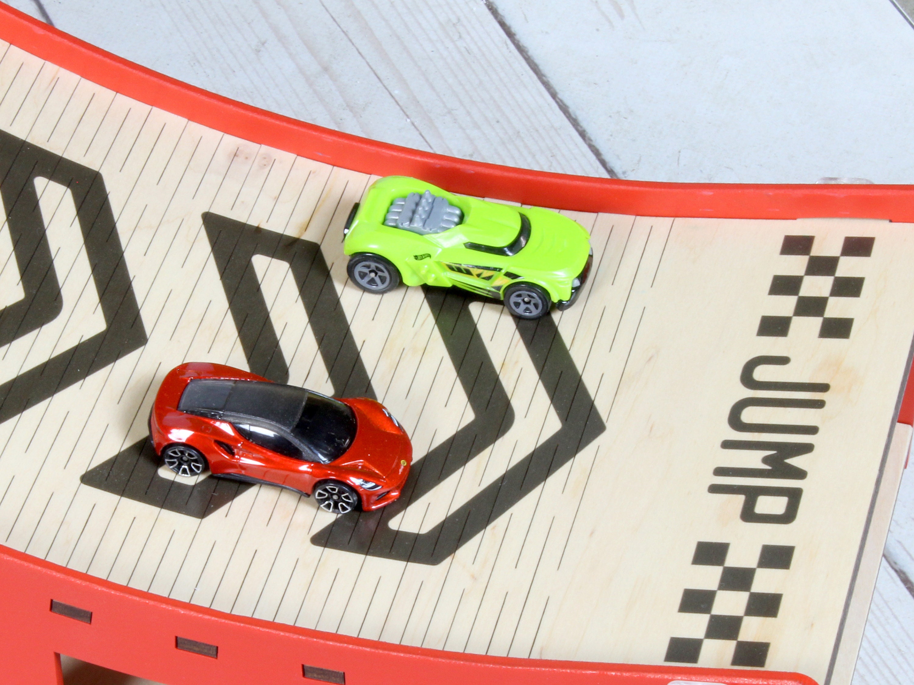 Personalized Toy Car Ramp With Jump Feature and Storage Cells - Etsy