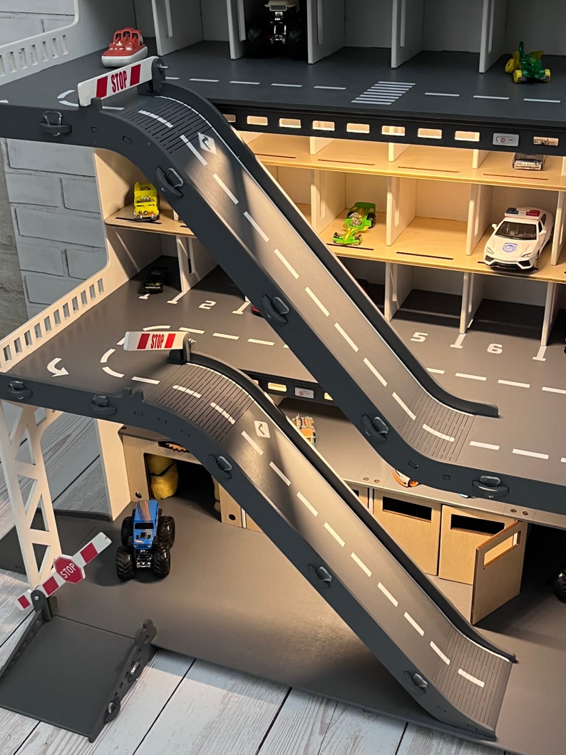 Toy Car Garage With a Toy Car Wash Doors Gates and Multiple Etsy