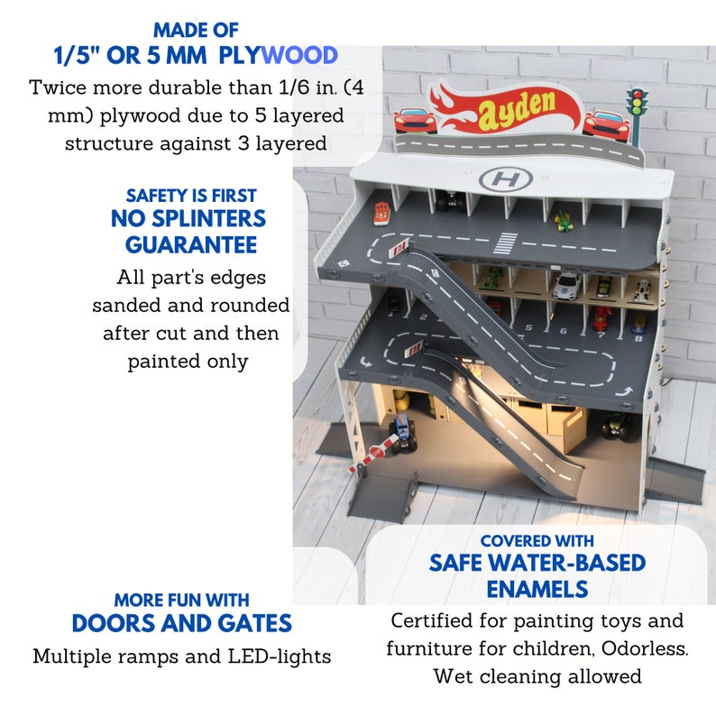 Toy Car Garage With a Toy Car Wash Doors Gates and Multiple Etsy