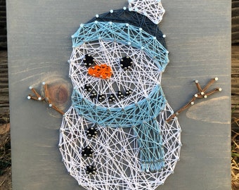 CUSTOM Snowman String art; Wall Decor; Winter wall hanging; Holiday decor; Christmas gift; snowman decor; string art