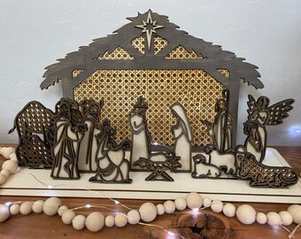 CUSTOM Rattan Nativity set; Freestanding 3D set; Christmas decor; Christian decor; reason for the season; Nativity set; boho nativity