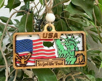 CUSTOM/PERSONALIZED United States License plate sign; USA license plate ornament; 50 states; unique gift; gift for citizenship
