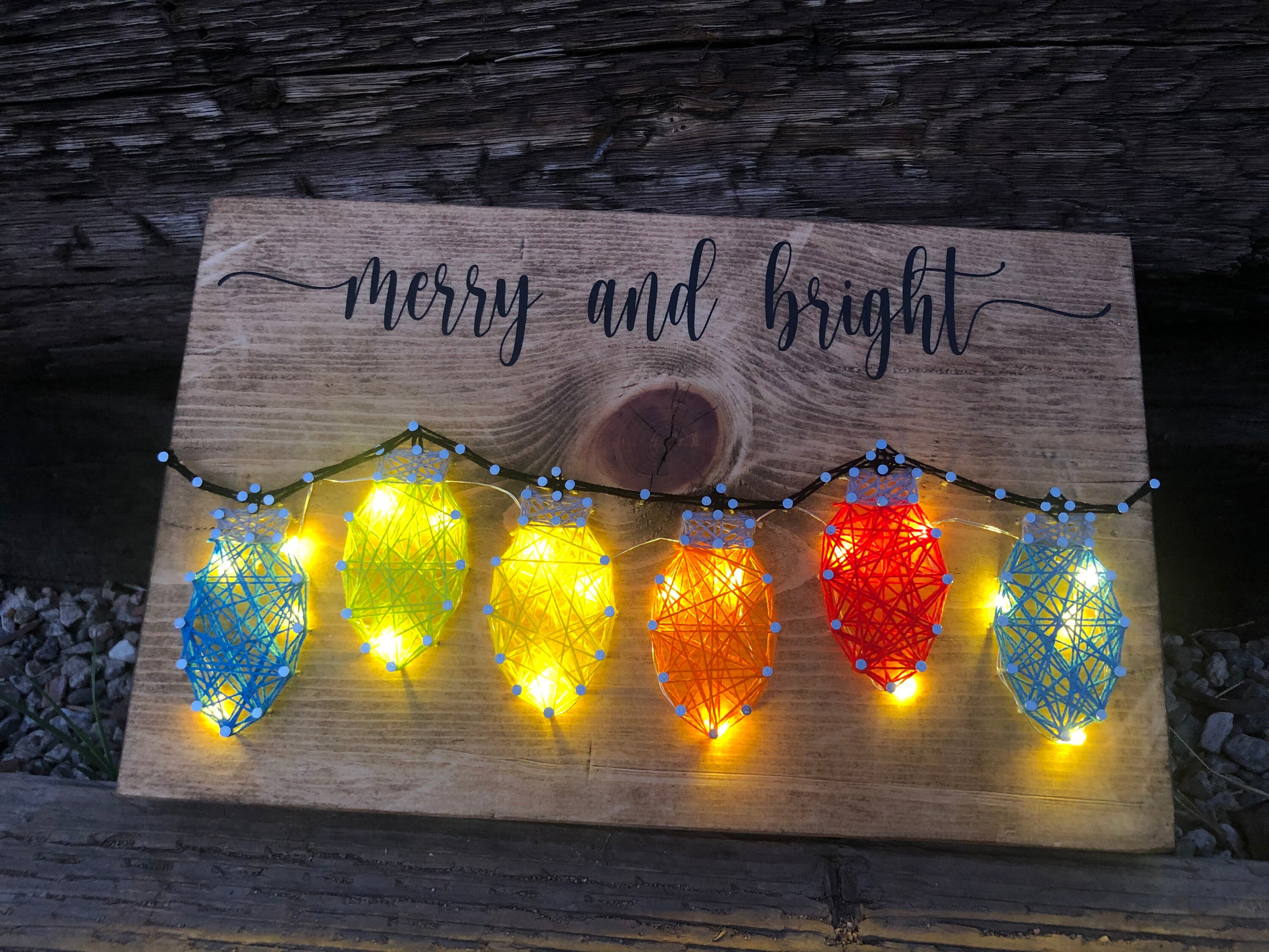 CUSTOM Christmas Lights String Art With or Without Lights Etsy