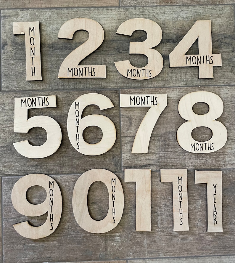 Baby Milestone Cards; Milestone Numbers; Monthly Baby Photo Prop; Wood ...