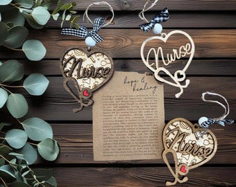 CUSTOM Nurse story ornament; laser cut wood nurse ornament; gift for nurses; keepsake message card; car charm