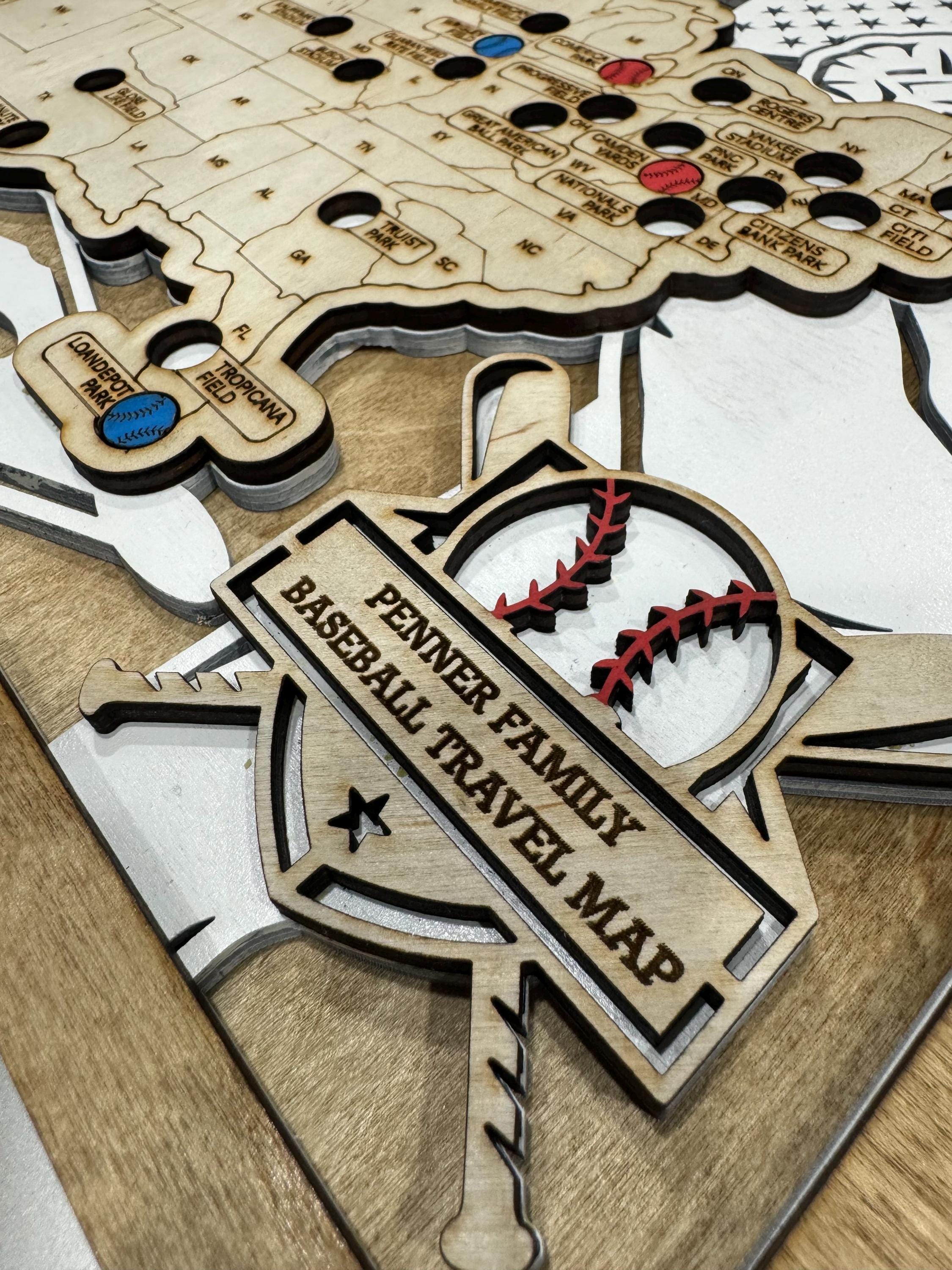 Custom Baseball Stadium Tracker Map; MLB Stadiums; Gift for Baseball ...