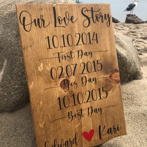 CUSTOM/PERSONALIZED Love story sign; First Day, Yes Day, Best Day sign; unique gift; wedding gift; anniversary gift; gift for the couple