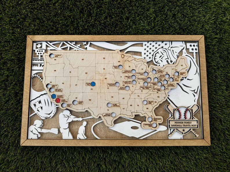 Custom Baseball Stadium Tracker Map; MLB Stadiums; Gift for Baseball ...
