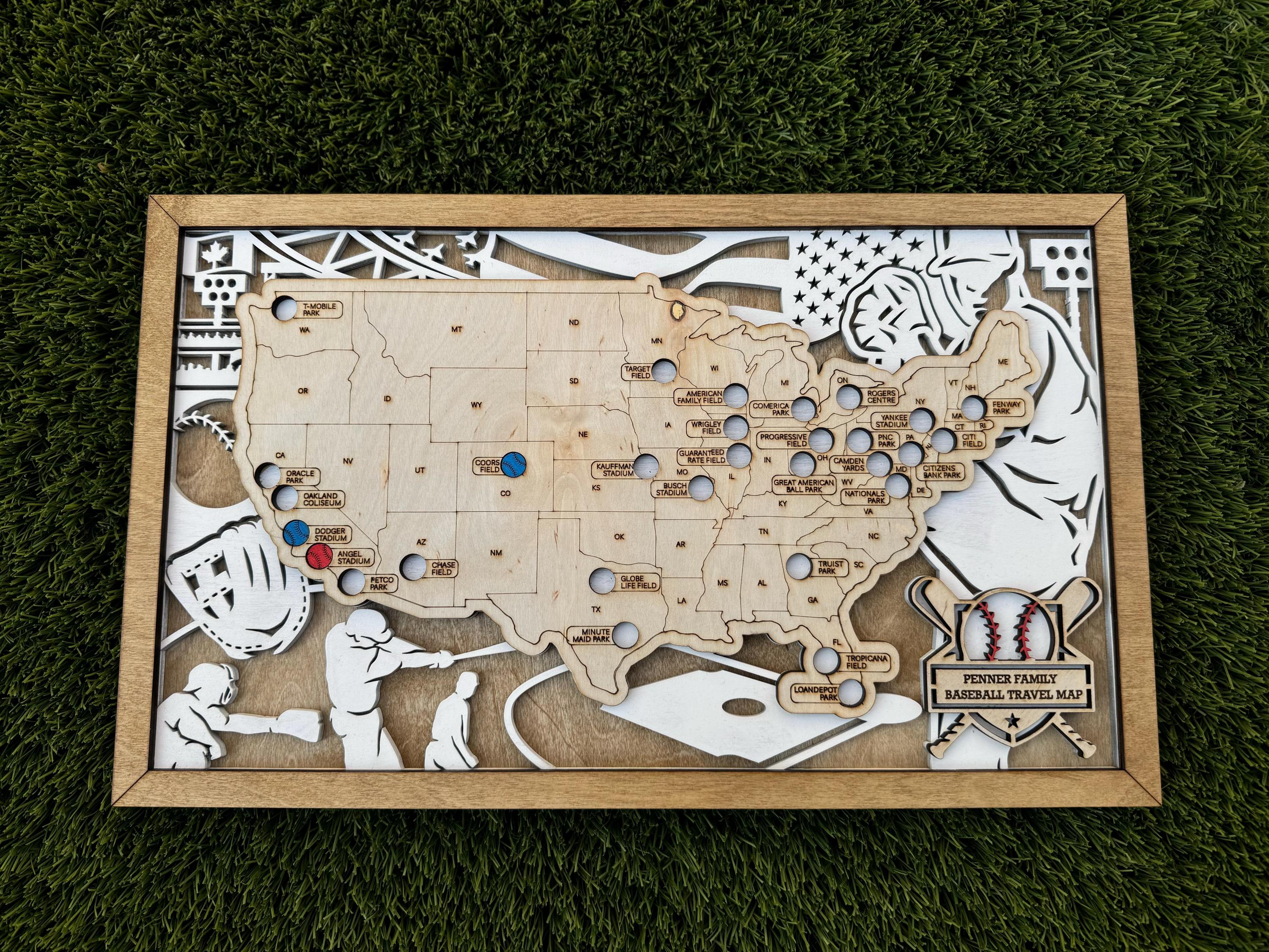 Custom Baseball Stadium Tracker Map; MLB Stadiums; Gift for Baseball ...