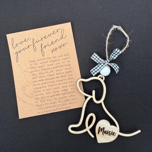 Dog story ornament; keepsake dog ornament; dog lover gift; laser cut ornament; story card ornaments; keepsake message card; dog car charm image 5