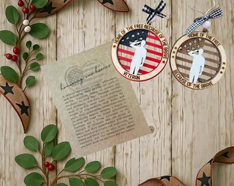 CUSTOM Veteran story ornament; laser cut wood ornament; gift for veterans; keepsake message card; veteran car charm; Veteran proud ornament