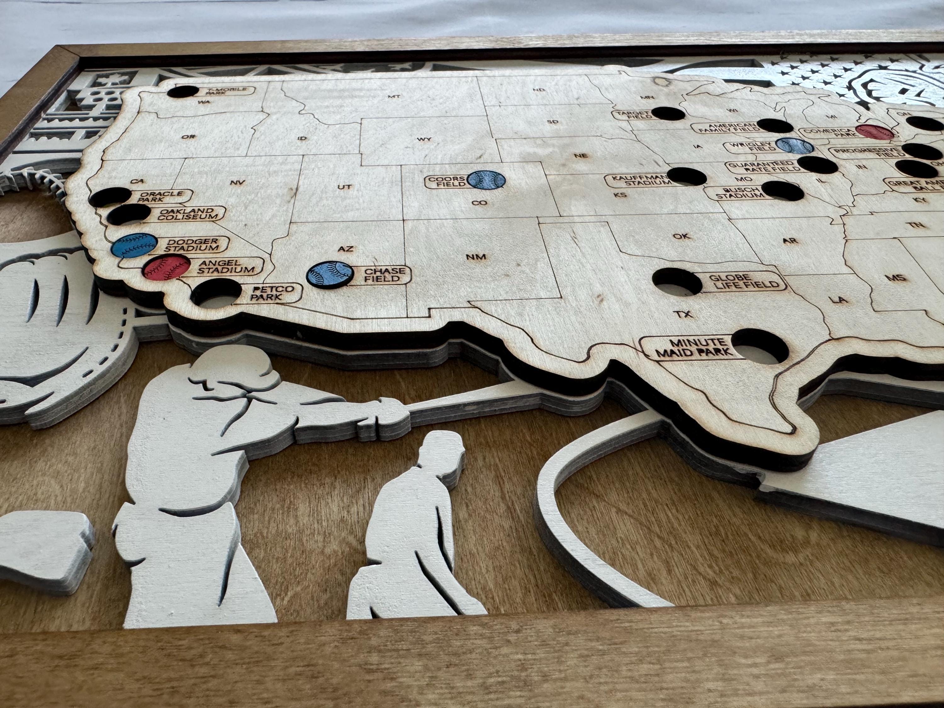 Custom Baseball Stadium Tracker Map; MLB Stadiums; Gift for Baseball ...