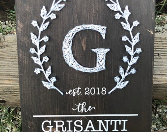 CUSTOM/PERSONALIZED Family Monogram sign; string art; Housewarming gift; anniversary gift; gift for the couple; wood sign; wedding gift