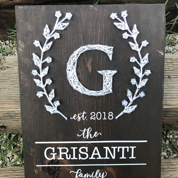 CUSTOM/PERSONALIZED Family Monogram sign; string art; Housewarming gift; anniversary gift; gift for the couple; wood sign; wedding gift