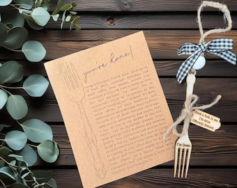 Fork story card ornament; retirement fork ornament; laser cut ornament; retirement gift; unique retirement gift; Stick a fork in me; retired