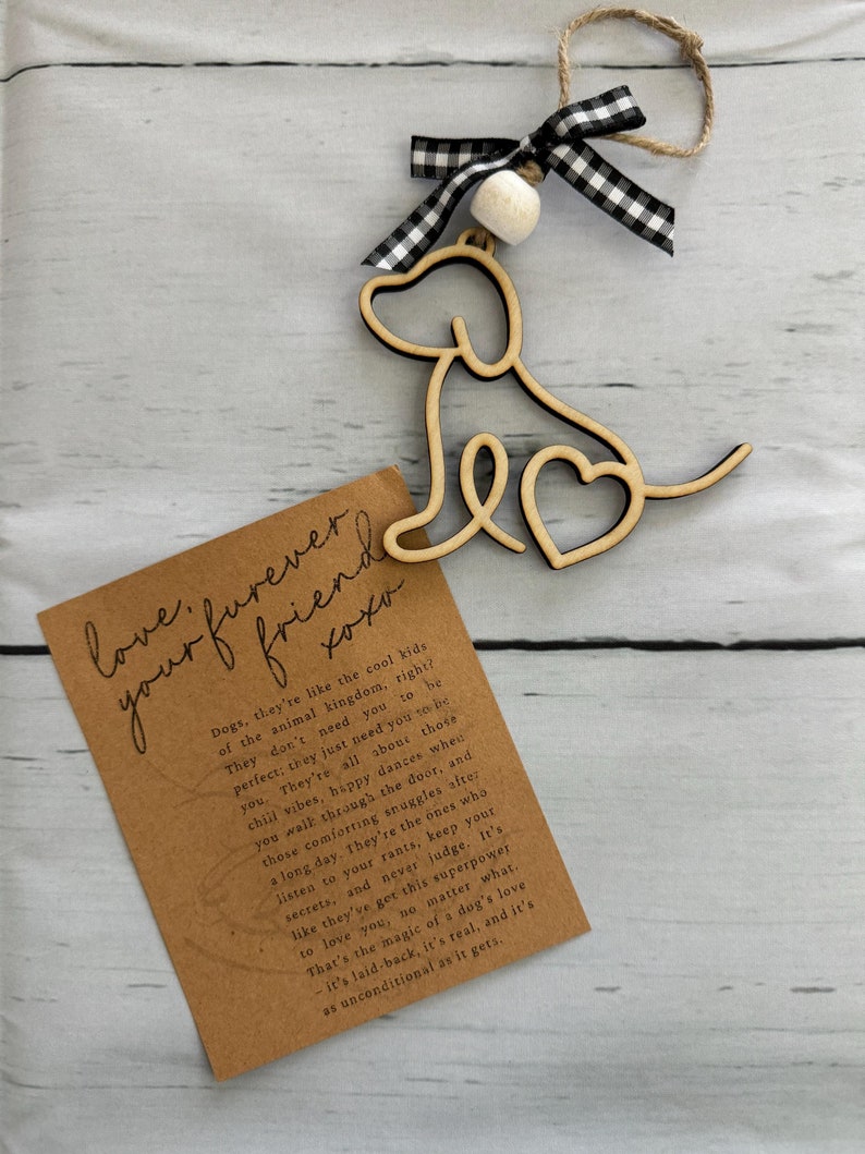 Dog story ornament; keepsake dog ornament; dog lover gift; laser cut ornament; story card ornaments; keepsake message card; dog car charm image 7