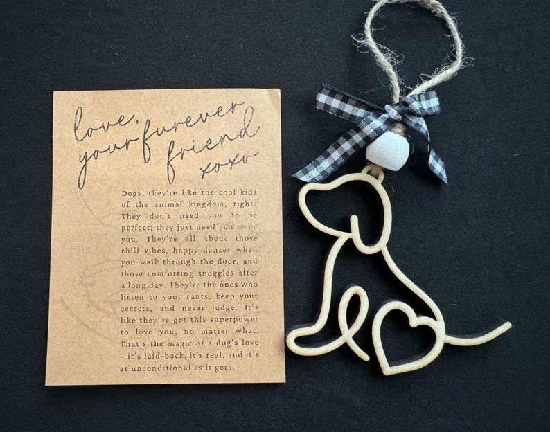 Dog story ornament; keepsake dog ornament; dog lover gift; laser cut ornament; story card ornaments; keepsake message card; dog car charm image 3