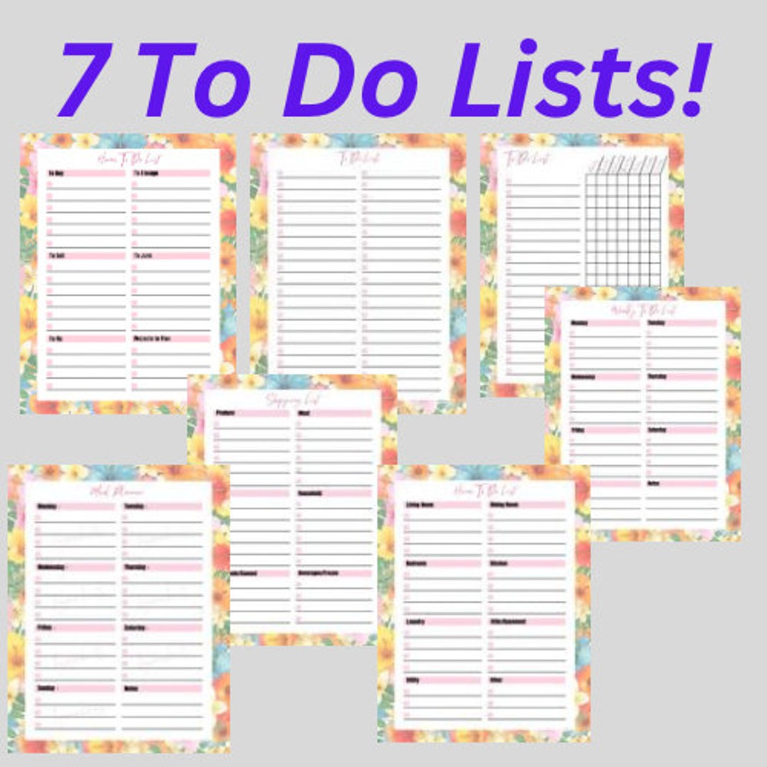 Printable to Do List BUNDLE, Shopping List, Task List, Meal Planner 8 ...