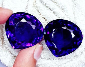 Natural Violet Amethyst 70 to 80 Ct Certified Pair Loose Gemstone With Free Shipping