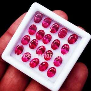 Rubí natural ovalado, lote de 20 unidades, 5 x 7 mm aprox. Piedra preciosa suelta, rubí certificado, 1 unidad con regalo y envío gratis.