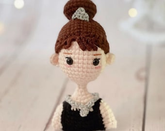 PATTERN: Audrey Hepburn Crochet Pattern Audrey Hepburn Amigurumi Tutorial Audrey Crochet Doll Instruction in PDF