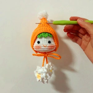 PATTERN: Orange Baby Doll Amigurumi Crochet Pattern Cute Orange Baby Doll Head with  Hat and Flower Keychain Tutorial in PDF