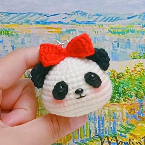 PATTERN: Panda Keychain Crochet Pattern Chinese National Treasure Panda Head Amigurumi Tutorial in English