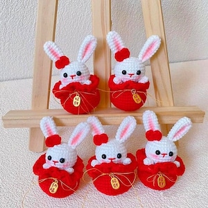 PATTERN: Fukubukuro Rabbit Crochet Pattern New Year Lucky Bag Rabbit Amigurumi Tutorial in PDF