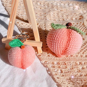 PATTERN: Fruit Peach Amigurumi Crochet Pattern Peach Keychain Bag Ornament Tutorial in US Terminology