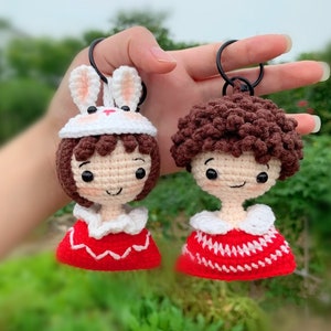 PATTERN: Couples Amigurumi Keychain Crochet Pattern Lovers Stuffed Crochet Tutorial Bag Ornament Pattern in English