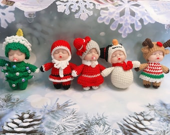 PATTERN: Christmas Ornament Crochet Pattern Santa Claus Mrs. Claus Reindeer Christmas Tree Snowman Amigurumi Tutorial  PDF Crochet Patterns