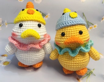 PATTERN: Duck Crochet Pattern Fat Yellow Duck Amigurumi Crochet Tutorial Duckling with Hat Stuffed Plush Duck Making Instruction in English