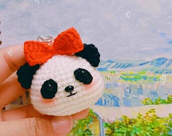 パターン: パンダのキーホルダーかぎ針編みパターン 中国の国宝パンダ