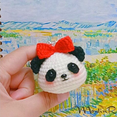 パターン: パンダのキーホルダーかぎ針編みパターン 中国の国宝