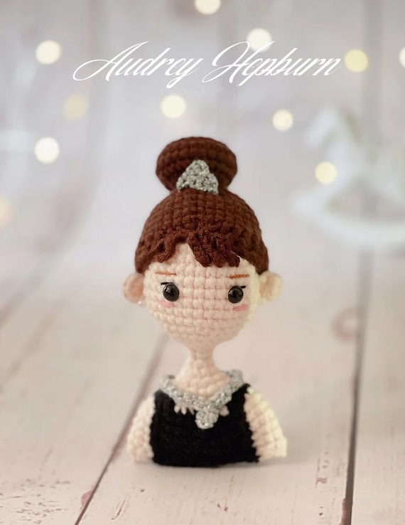 PATTERN: Audrey Hepburn Crochet Pattern Audrey Hepburn Amigurumi Tutorial  Audrey Crochet Doll Instruction in PDF