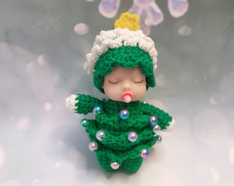 CROCHET PATTERN: Christmas Tree Baby Crochet Pattern Sleeping Baby Christmas Tree Amigurumi Tutorial Stuffed Animal Toys for Christmas Gift