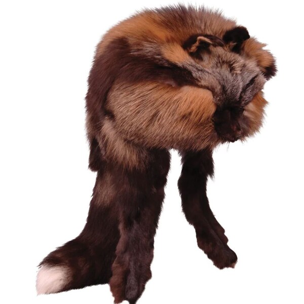 Cross Fox Mountain Man Hat | Fur Hat | Real fox fur