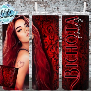 Karol G Tumbler Wrap, Red Wrap, 20oz Tumbler, Digital Download, Bichota