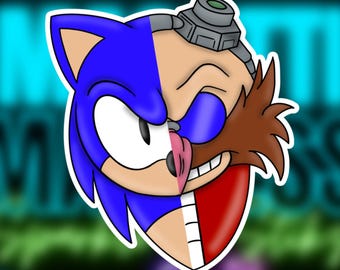 Sonic x Robotnik Split Character Sticker | Hero vs Villain Mash-Up | Gamer Gift