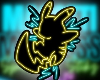 Neon Pikachu Lightning Sticker