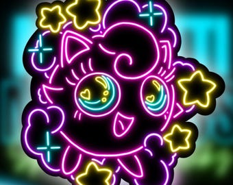 Neon Jigglypuff Sticker