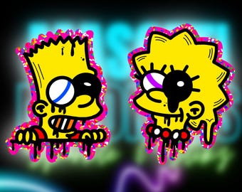 1 - 2pcs Lisa & Bart Street Art Sticker/s