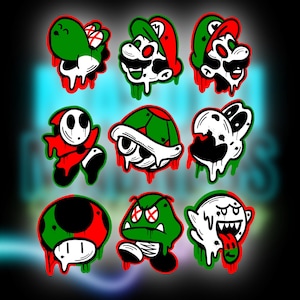 1 - 9pcs Super Mario Street Style Sticker/s