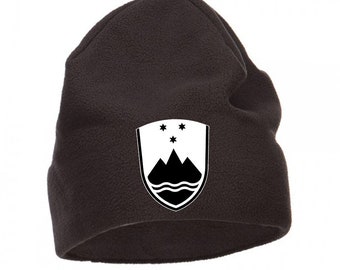 Slovenia Beanie Hat Polar Fleece Coat Of Arms Birthday Gift Valentines Day Unisex Winter Hat Warm Outdoor Windproof Hat