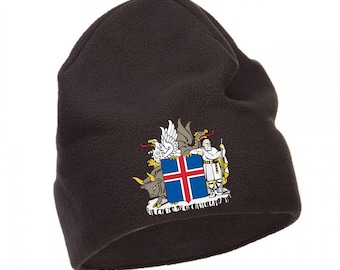 Iceland Beanie Hat Polar Fleece Coat Of Arms Birthday Gift Valentines Day Unisex Winter Hat Warm Outdoor Windproof Hat