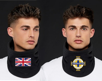 Northern Ireland United Kingdom Pack Of Two FC Snood Scarf Black Fleece Face Cover Neck Warmer Warm Supporters Shawl Christmas Gift Mask